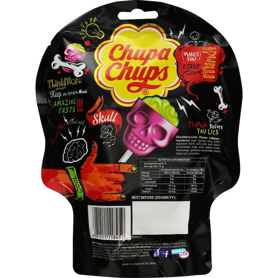 Chupa Chups Lollipops Skull 8 Share Pack Bag 120g