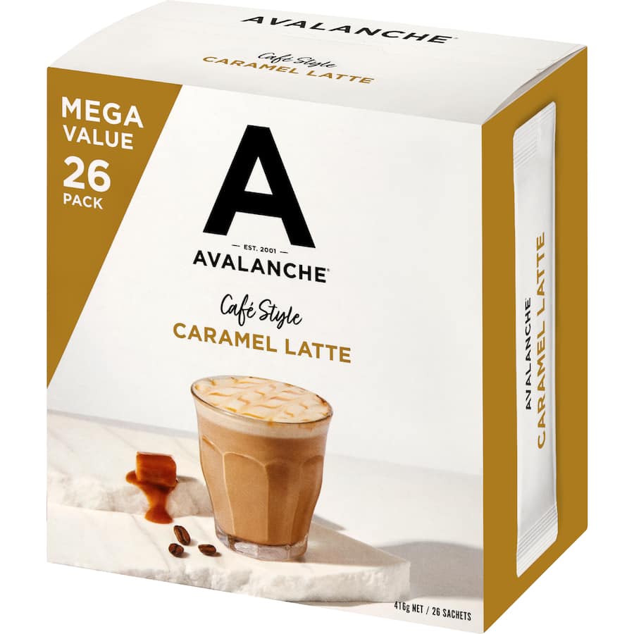 Avalanche Coffee Sachets Cafe Style Caramel Latte 26 pack 416g