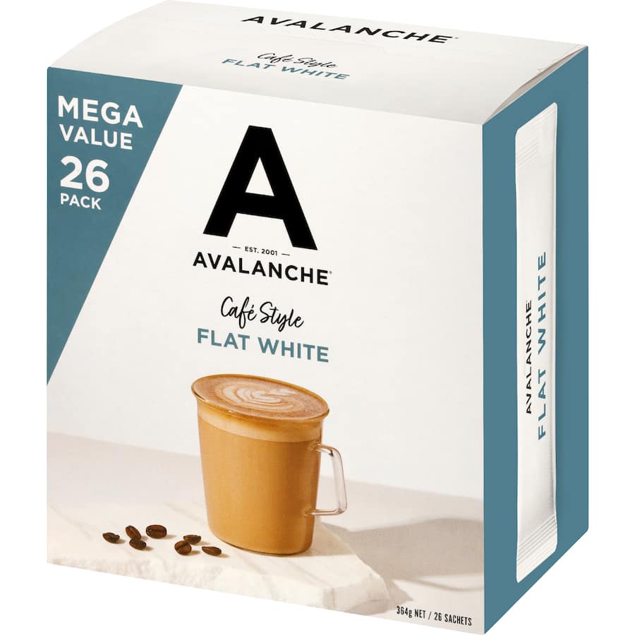 Avalanche Coffee Sachets 99% Sugar Free Flat White 26 pack 364g