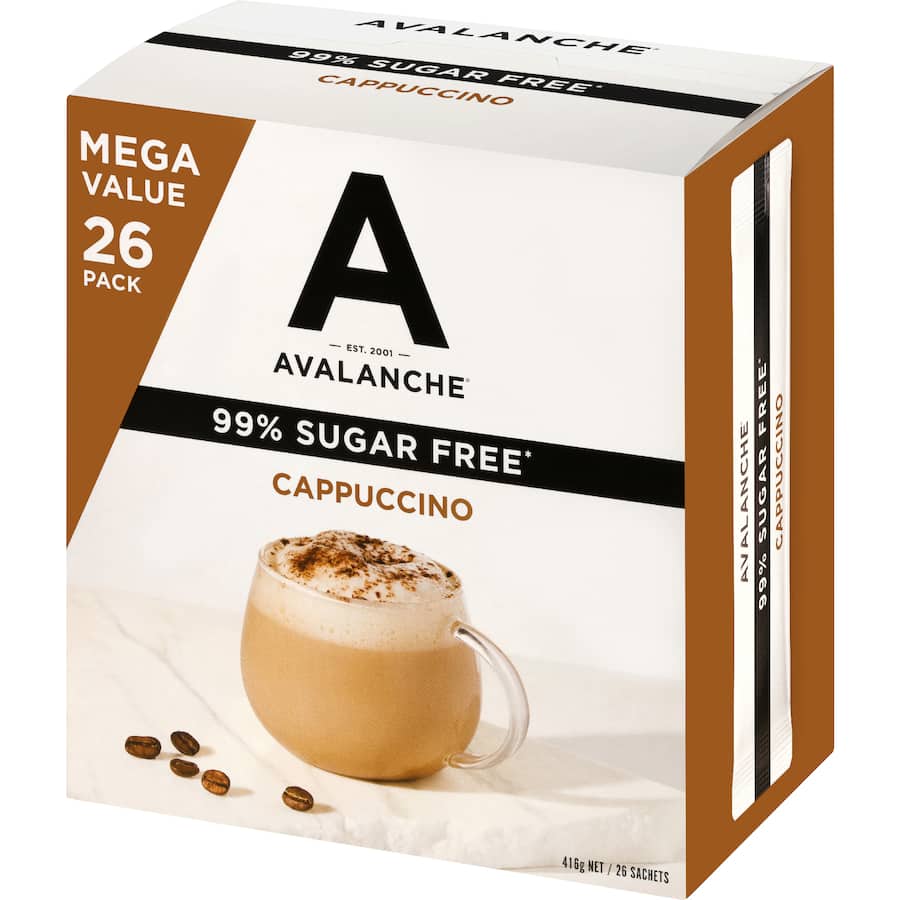 Avalanche Coffee Sachets 99% Sugar Free Cappuccino 26 pack 416g