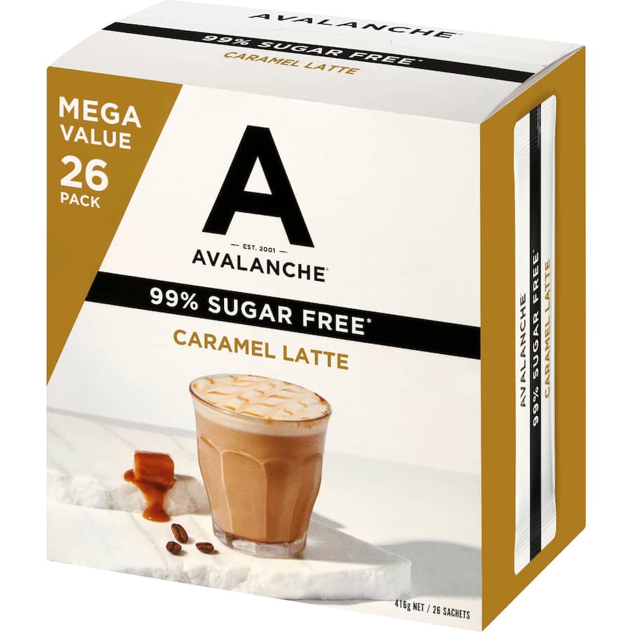 Avalanche Coffee Sachets 99% Sugar Free Caramel Latte 26 pack 416g