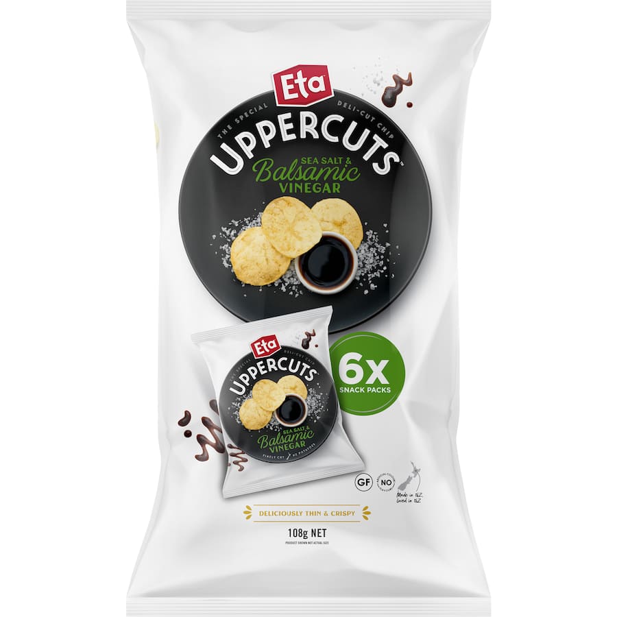 Eta Uppercuts Deli Cut Chips Sea Salt & Vinegar 6 pack 108g