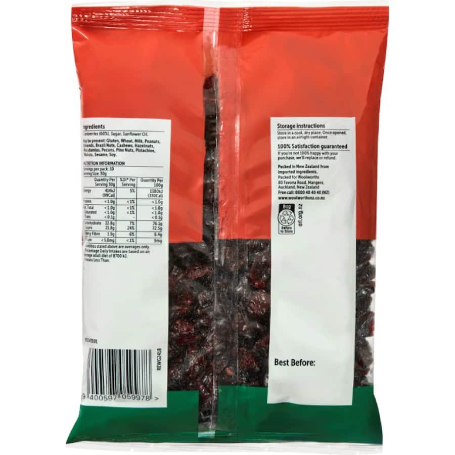 Woolworths Dried Cranberry Bag 300g