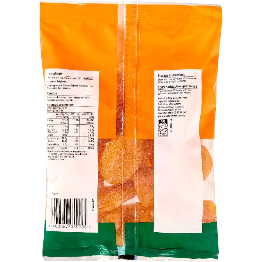 Woolworths Dried Apricots Bag 300g