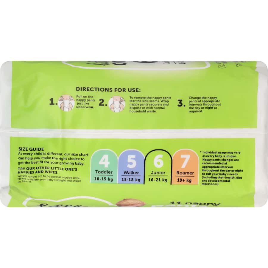 Little One's Convenience Nappy Pants Junior Boys & Girls 16+ Kg Size 6 11pack