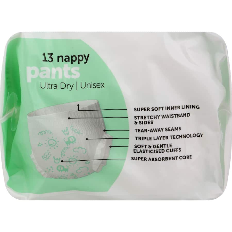 Little One's Convenience Nappy Pants Toddler Boys & Girls 10-15kg Size 4 13pack