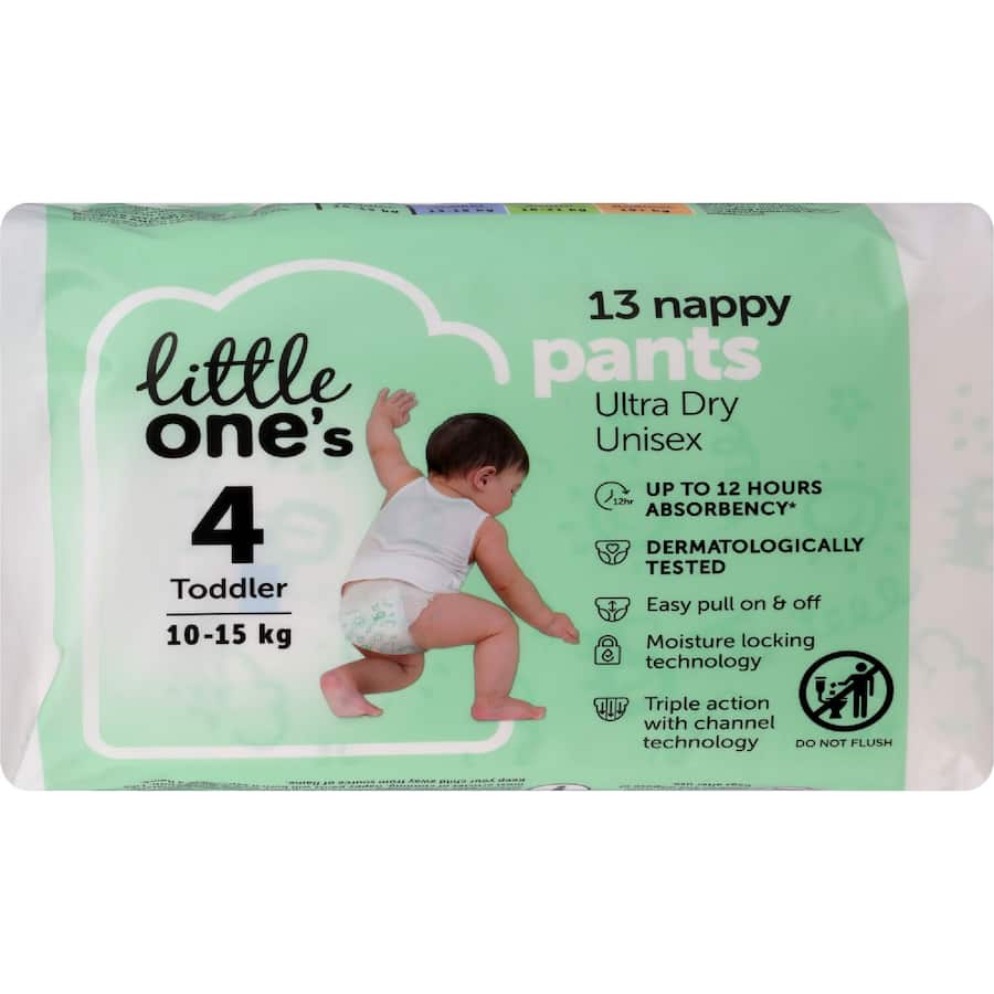 Little One's Convenience Nappy Pants Toddler Boys & Girls 10-15kg Size 4 13pack
