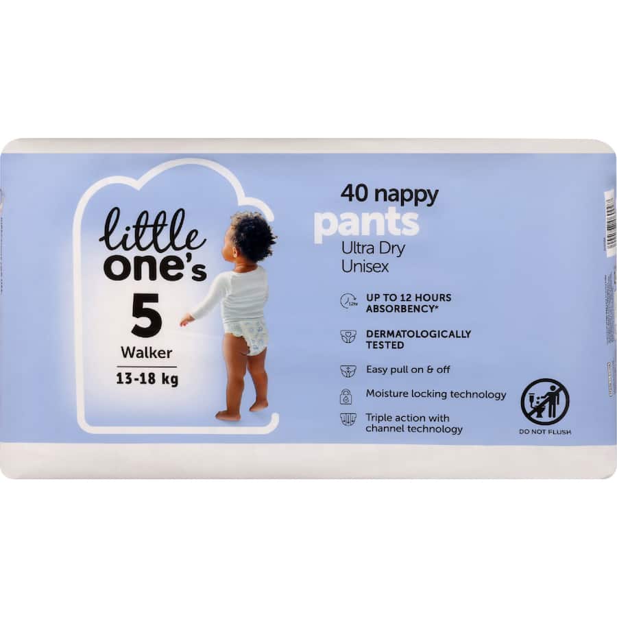 Little One's Bulk Nappy Pants Walker Boys & Girls 13-18kg Size 5 40pack