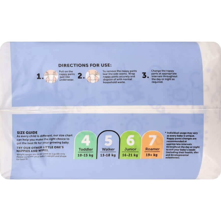 Little One's Bulk Nappy Pants Walker Boys & Girls 13-18kg Size 5 40pack