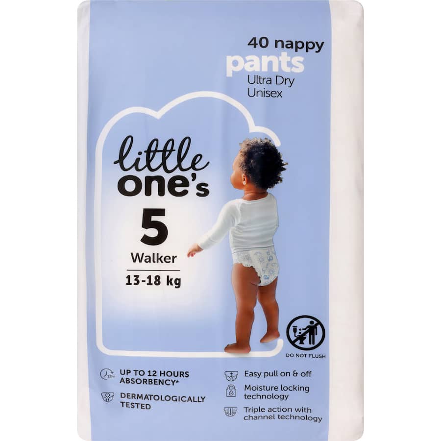 Little One's Bulk Nappy Pants Walker Boys & Girls 13-18kg Size 5 40pack