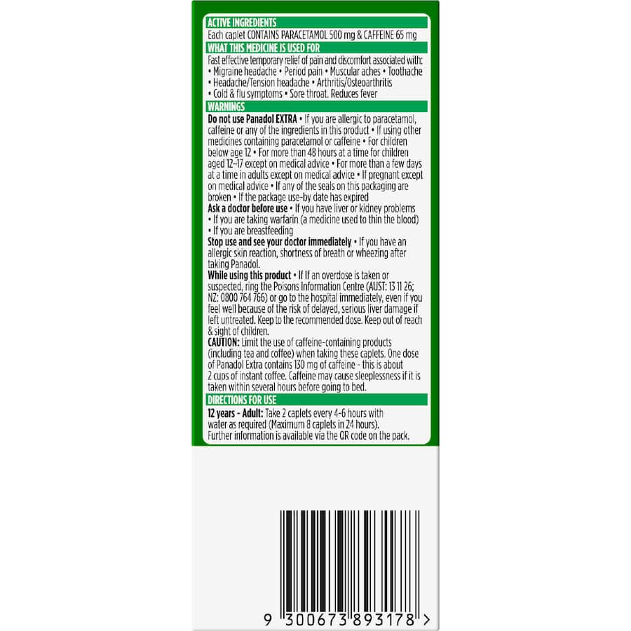 Panadol Pain Relief Extra 16 pack 500/65mg