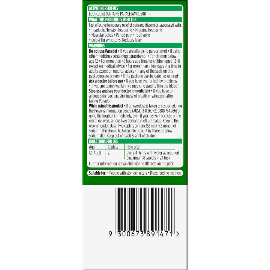 Panadol Rapid Caplets 16 pack 500mg