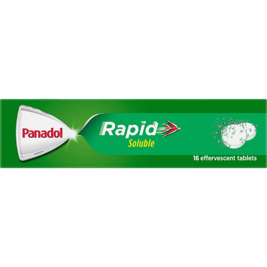 Panadol Rapid Soluble Effervescent Tablets Lemon Flavour 16 pack 500mg