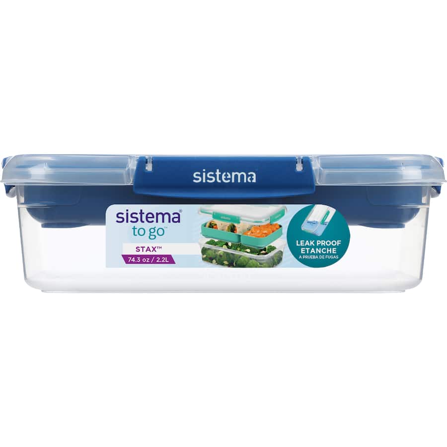 Sistema Food Container Stax To Go Rectangle 1 pack 2.2L