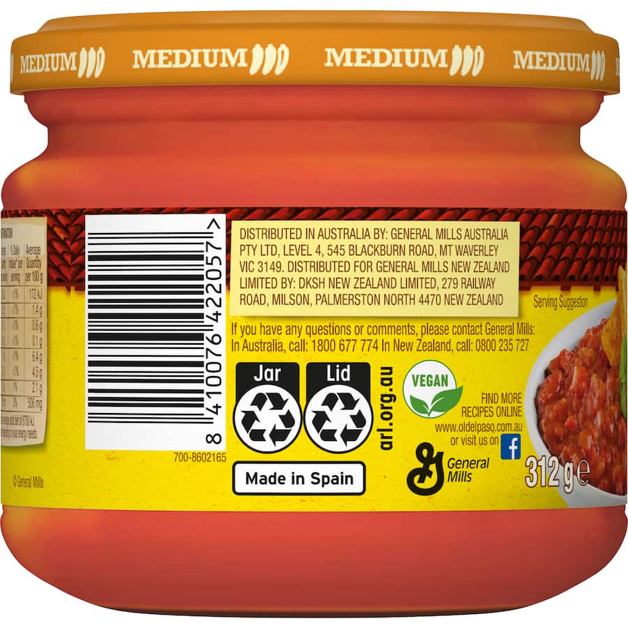 Old El Paso Dip Chunky Salsa Medium 312g