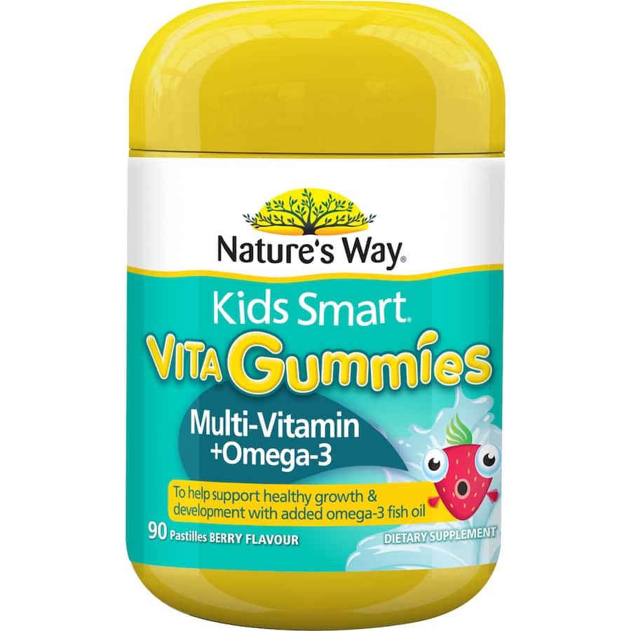 Natures Way Kids Smart Vita Gummies Multivitamin + Omega 3 Berry 90pack