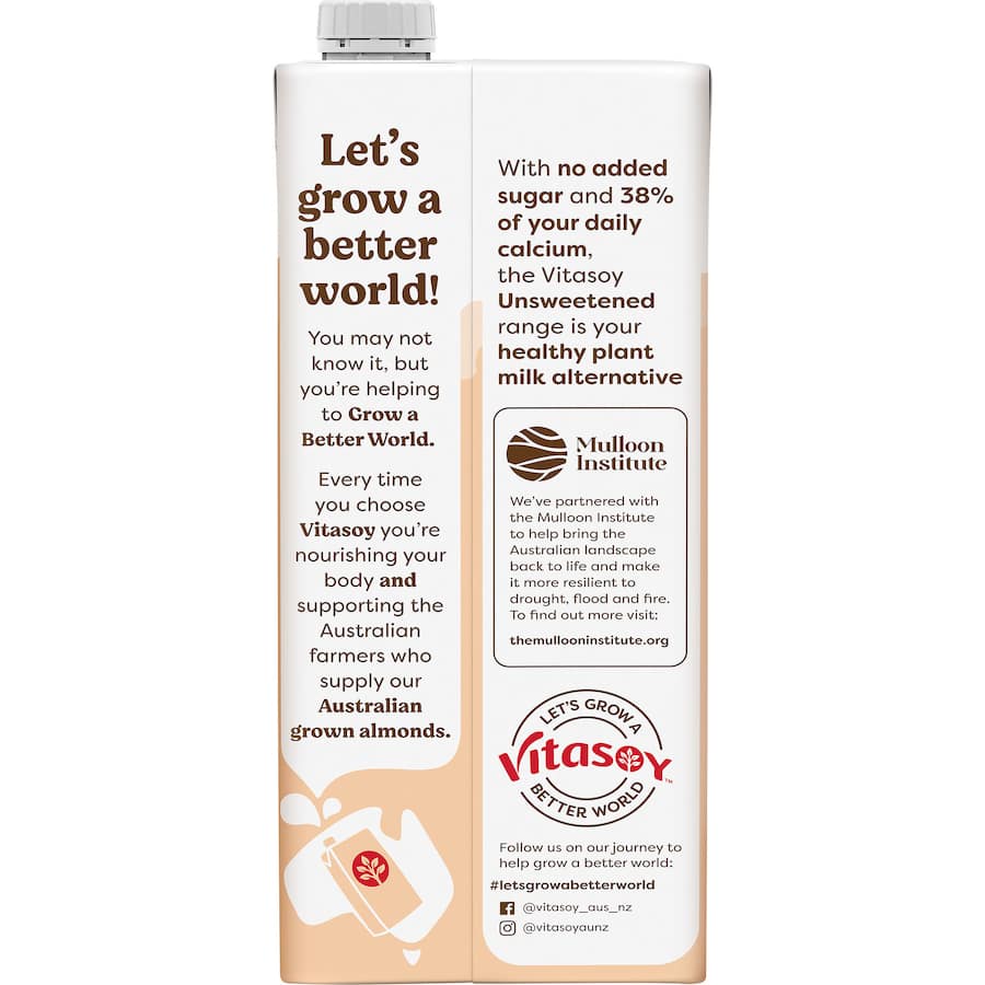 Vitasoy Almond Milk Unsweetened Carton 1L