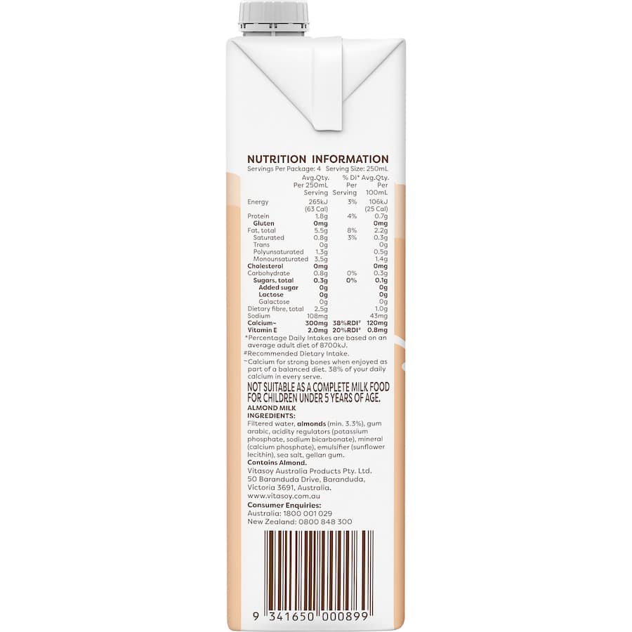 Vitasoy Almond Milk Unsweetened Carton 1L