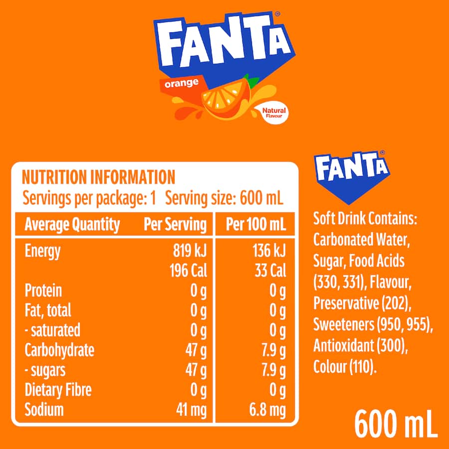 Fanta Soft Drink Orange Btl 600mL