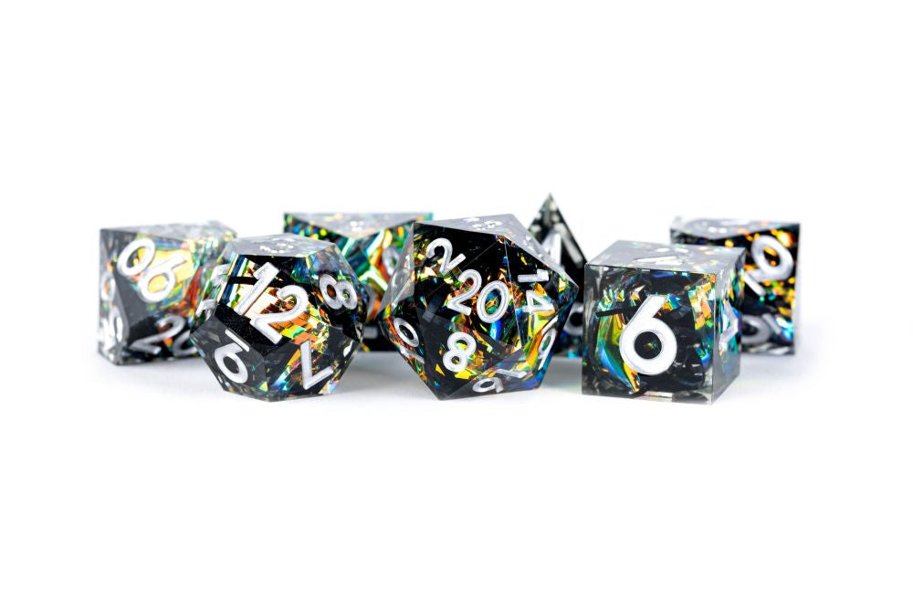 Fanroll: Handcrafted Sharp Edge Resin Dice Set: Simmering Coal