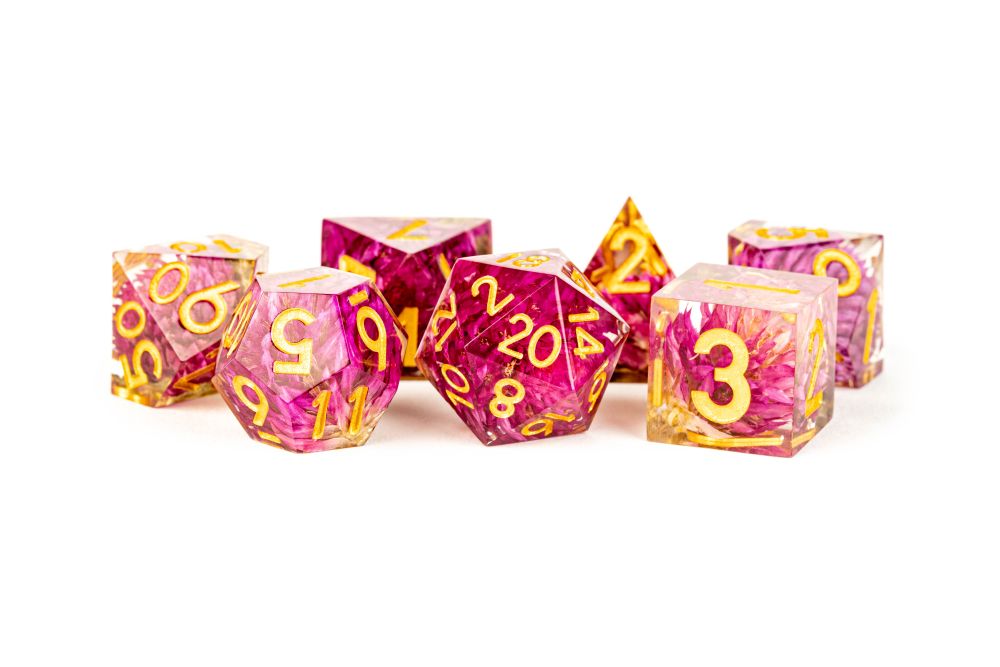 Fanroll: Handcrafted Sharp Edge Resin Dice Set: Thousand Day Red