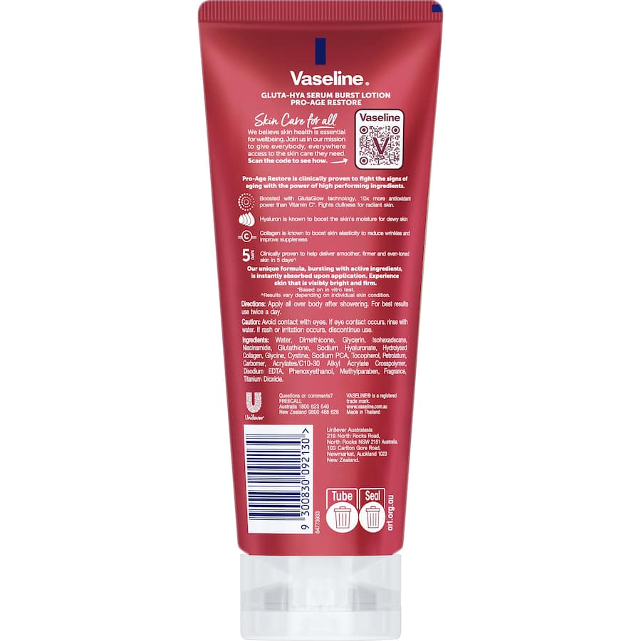 Vaseline Gluta Hya Body Serum Lotion Pro-age Restore 200mL