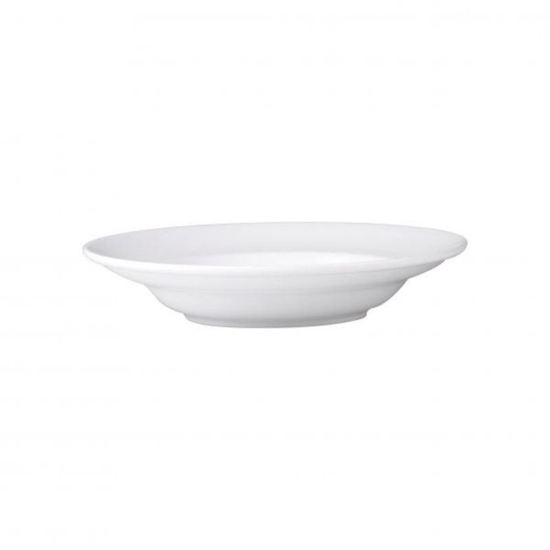 Set of 12 elegant 300mm Royal Porcelain plates, perfect for serving pasta or soup with durability and style.