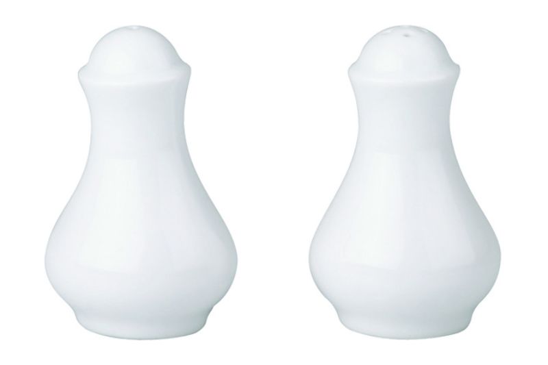Elegant Royal Porcelain Salt Shaker Set of 48, 85x53mm, durable and chip-resistant with a smooth white finish.