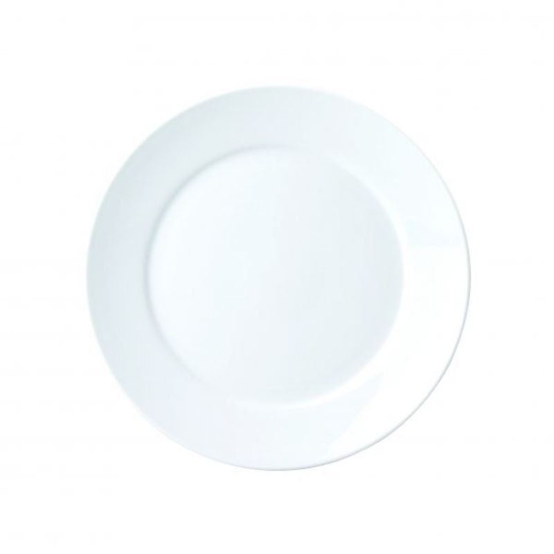 Set of 12 Royal Porcelain Round Plates with 195mm rim, featuring a smooth white finish, durable and elegant for any occasion.
