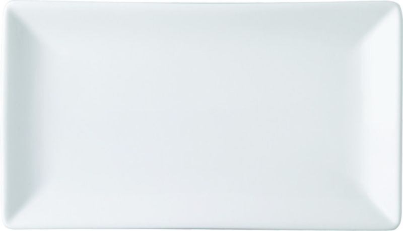 Set of 12 Royal Porcelain Rectangular Dishes, 230mm, double glazed, scratch-resistant, elegant white finish.