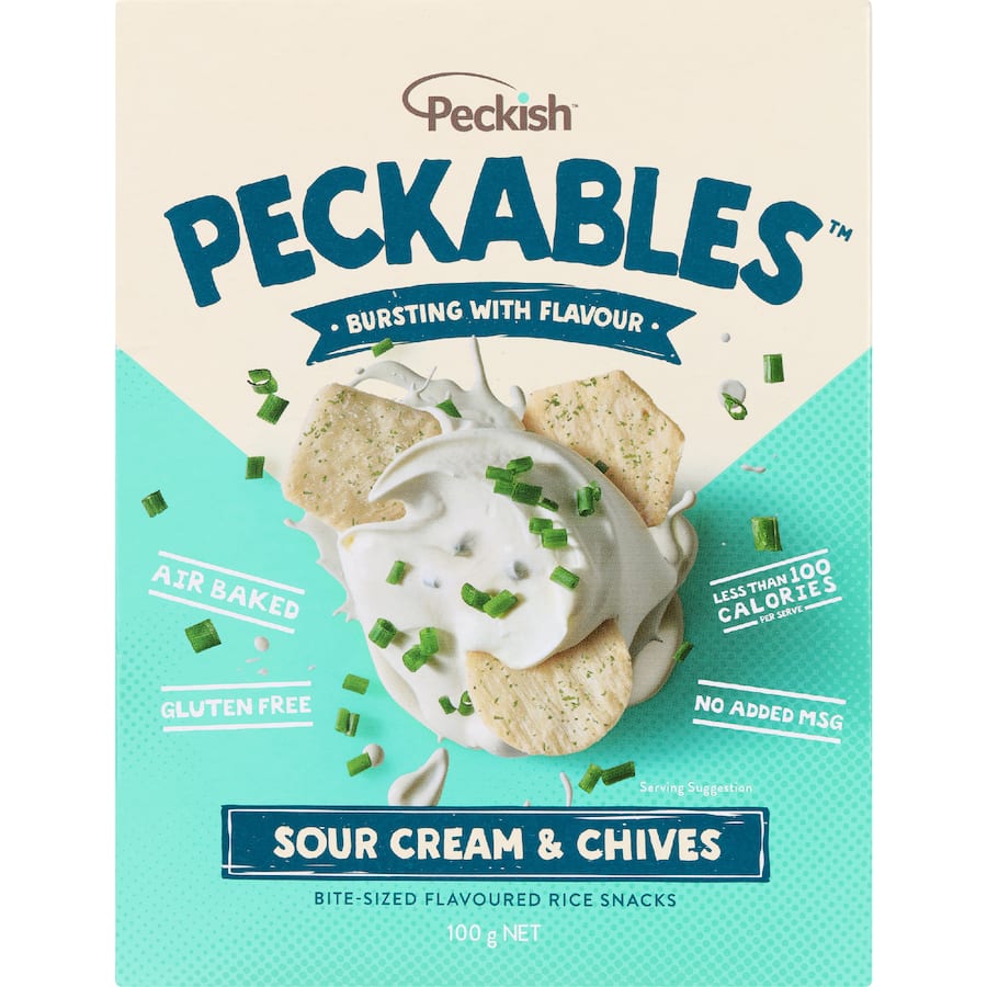 Peckish Peckables Rice Snacks Sour Cream & Chives 100g