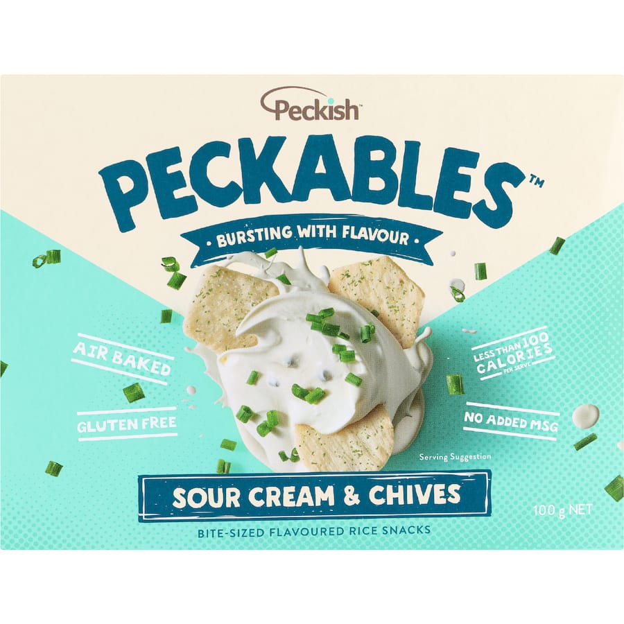 Peckish Peckables Rice Snacks Sour Cream & Chives 100g
