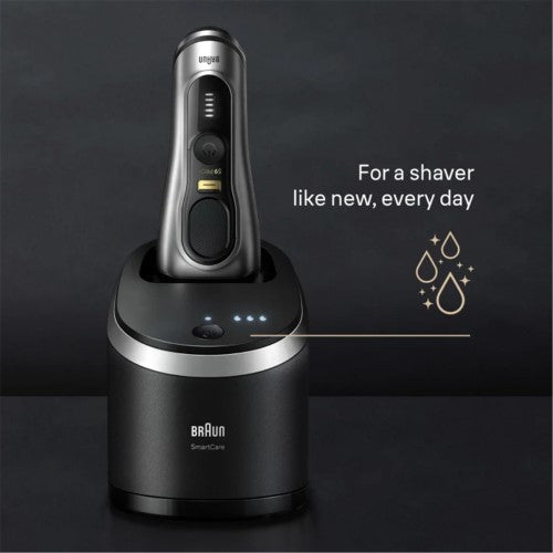 Braun Series 9 Pro+ 9567cc Wet & Dry Shaver with 6-in-1 SmartCare Center for precision and comfort in grooming.