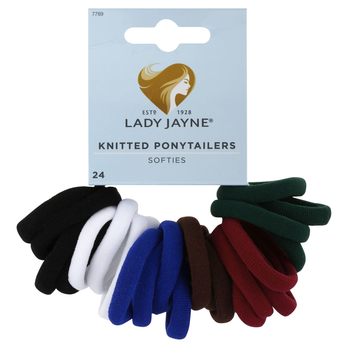 Soft knitted ponytailers in school colours, ideal for secure and comfortable ponytails with a snagless design.