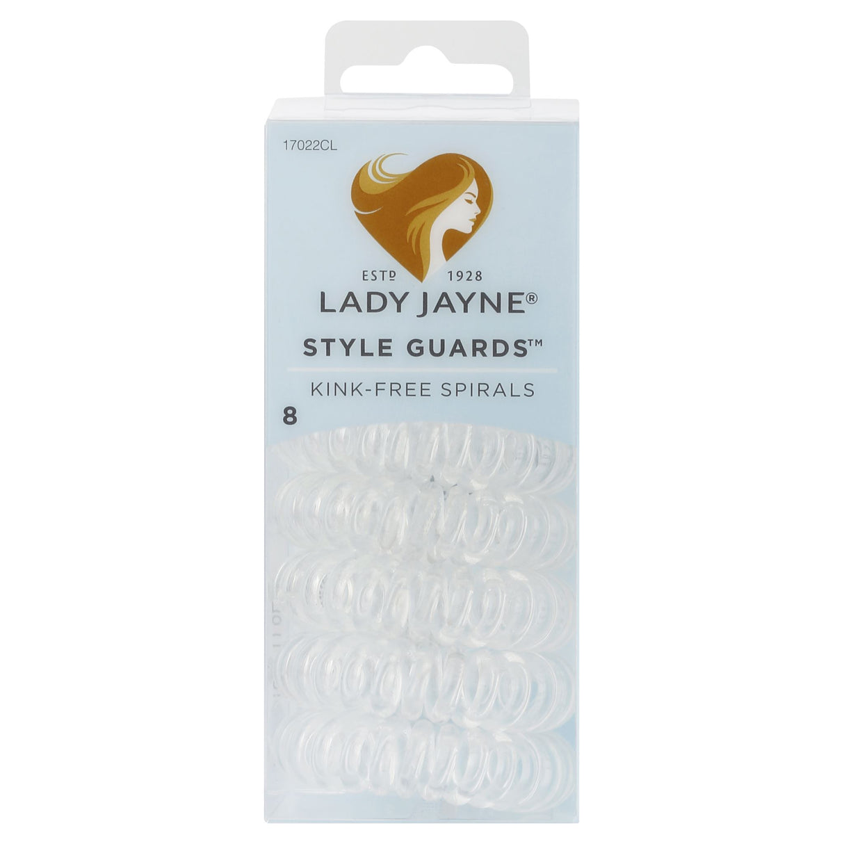 Clear kink-free spirals from Lady Jayne, designed to hold hair gently without creating kinks or dents, perfect for all hair types.