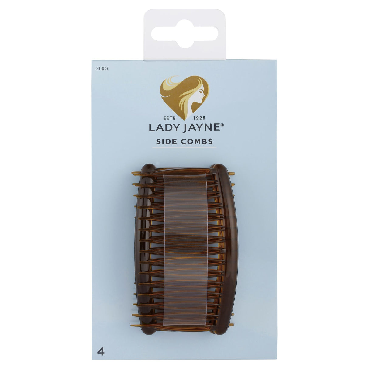 Lady Jayne Shell Side Comb pack of 4, designed for secure grip and comfort, perfect for various hairstyles and all hair types.