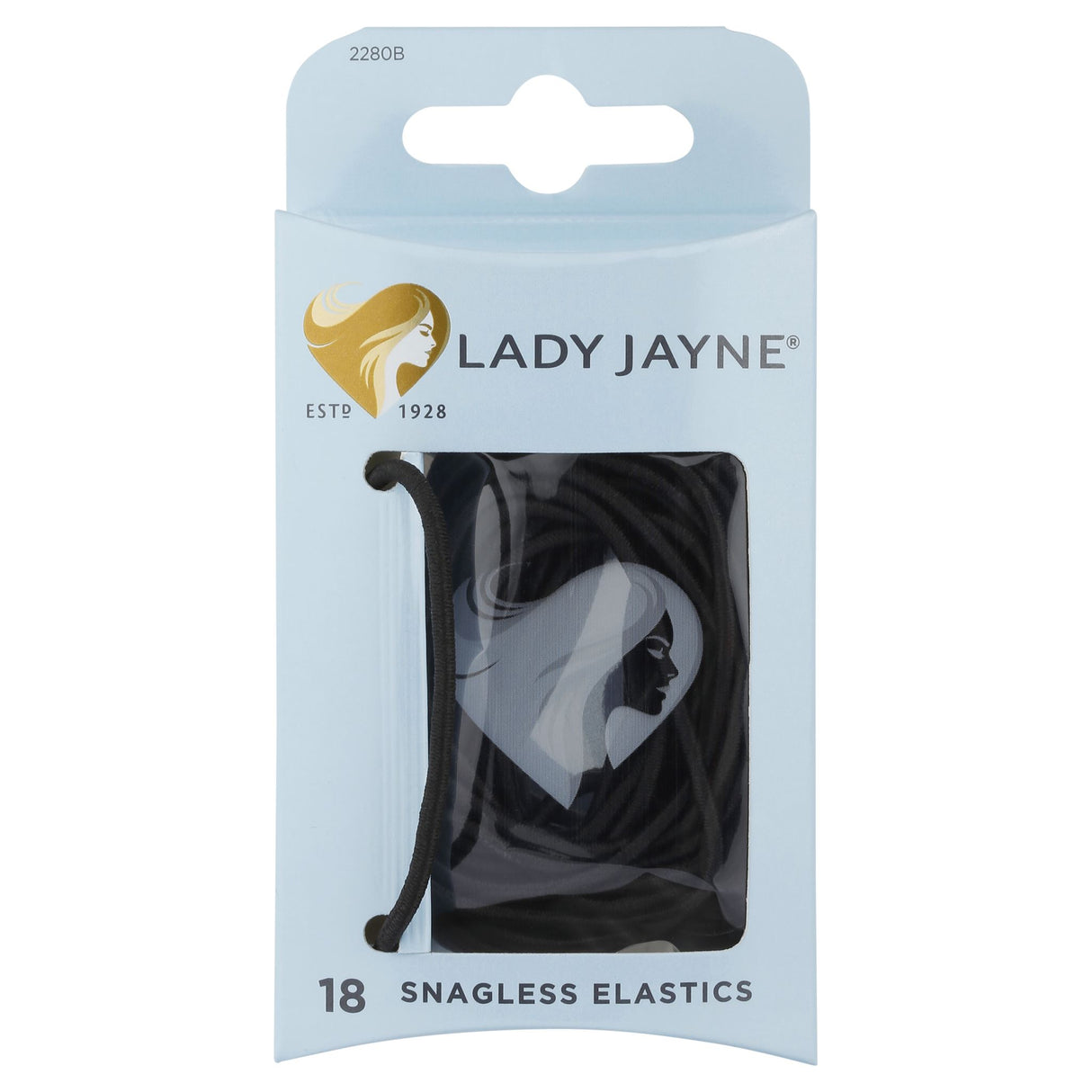 Lady Jayne Black Snagless Elastics - Pk18, designed for fine hair, ensure damage-free styling with a reliable hold.