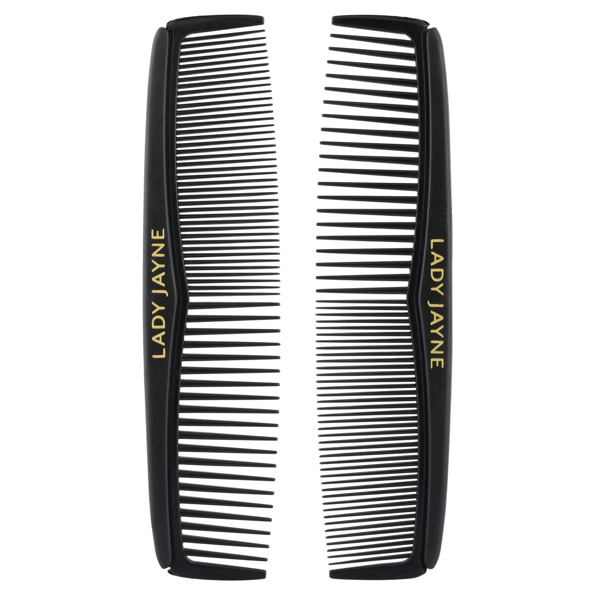 Lady Jayne Pocket Comb 2 Pack features wide and fine teeth for effortless detangling and grooming, ideal for all hair types.