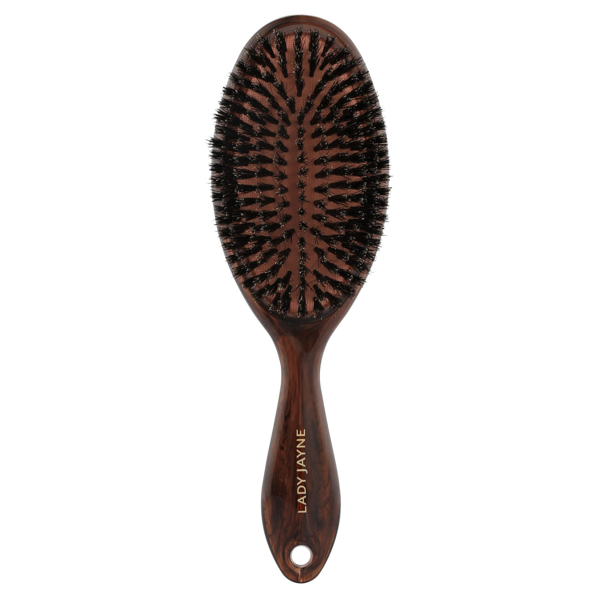 Lady Jayne Large Boar Bristle Pad Brush for smooth, shiny hair; perfect for medium to long hair, detangles gently.