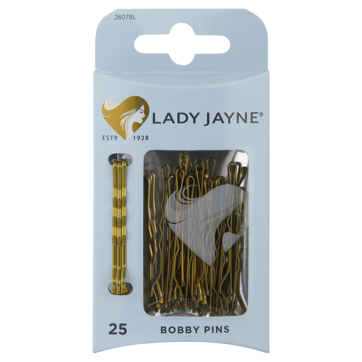 Lady Jayne Blonde Bobby Pins in a 25 pack, designed for secure, comfortable hair styling for blonde hair.