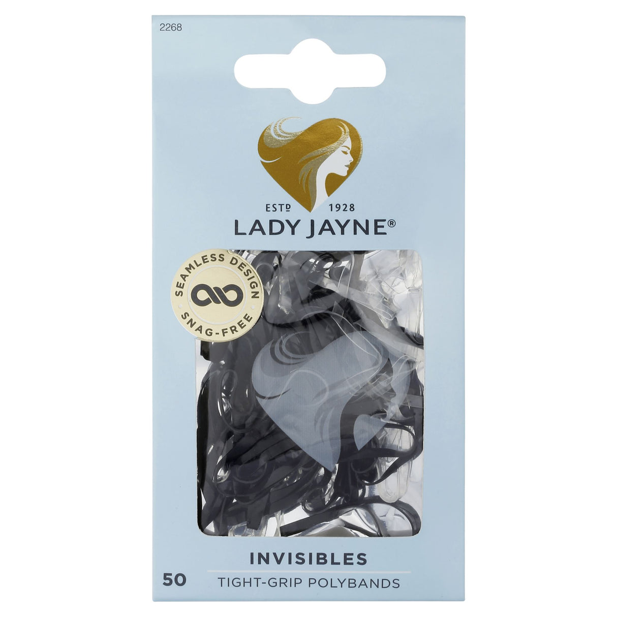 Lady Jayne Black Snagless Elastomer Elastics, perfect for fine hair with a secure, gentle hold and snag-free design.