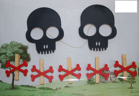 Gothic skull wall art pegs for displaying kids' artwork, photos, and certificates, made from eco-friendly MDF.