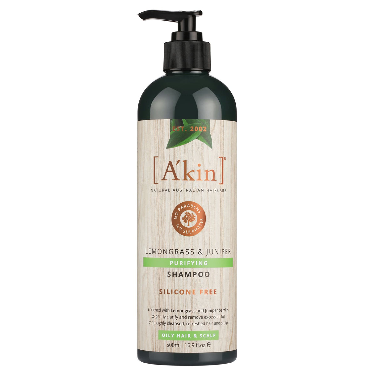 A'kin / Akin Purifying Lemongrass & Juniper Shampoo 500mL - Set of 3
