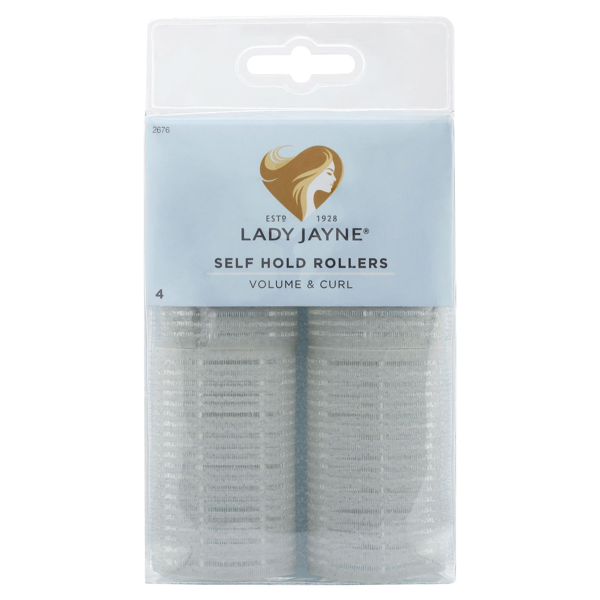 Lady Jayne Extra Large Self-holding Rollers in a pack of 4 for effortless waves and volume, suitable for wet or dry hair.