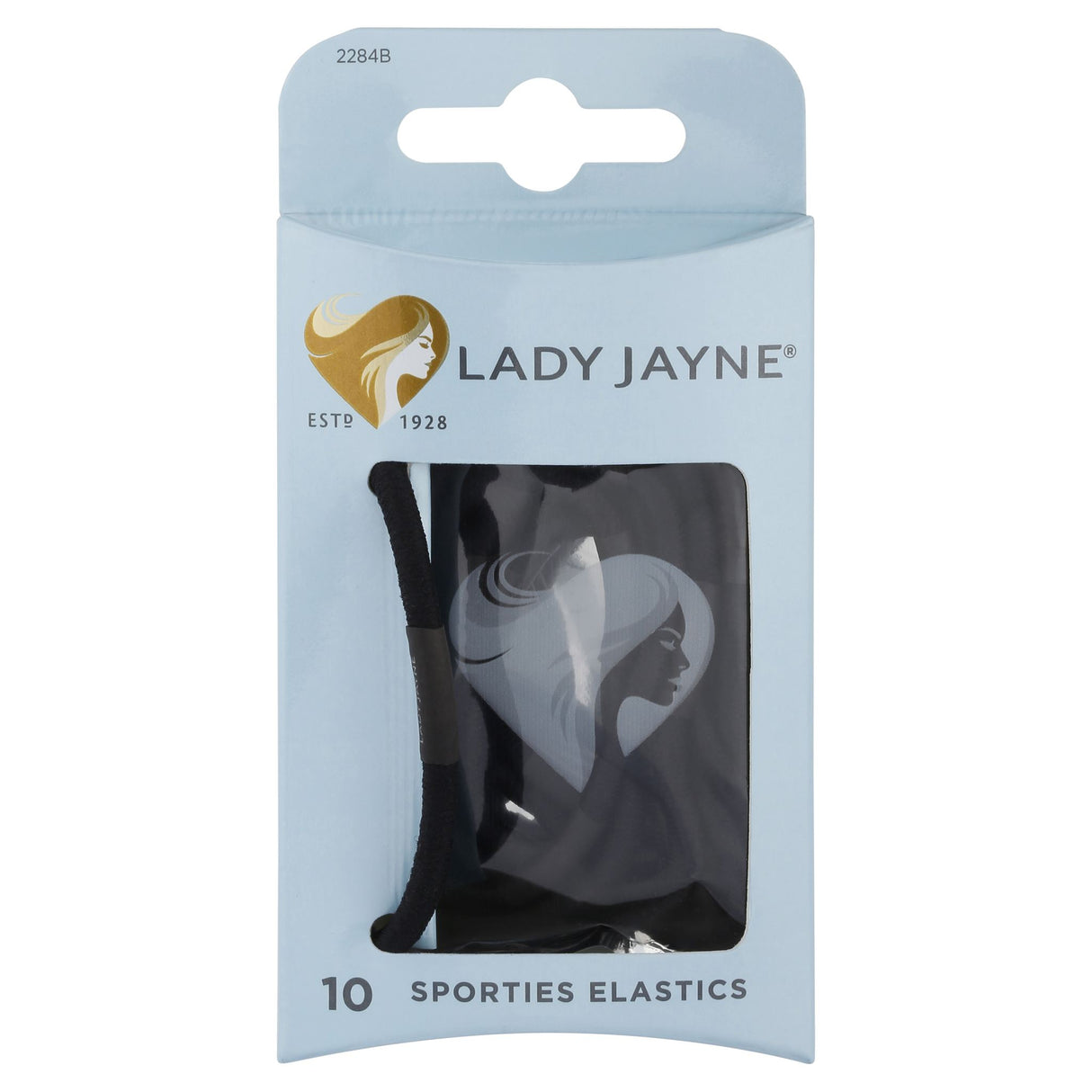 Lady Jayne Black Super Hold Thick Elastics pack of 10, designed for strong grip and comfort for thick hairstyles.