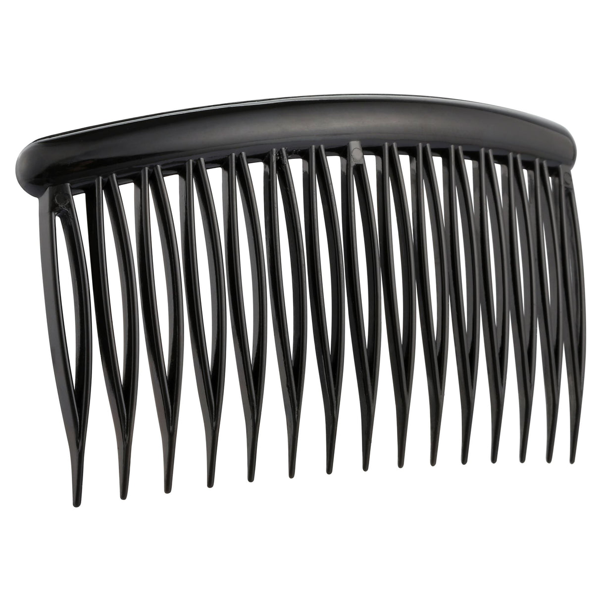 Set of 4 black side combs with rounded teeth for secure, snag-free hair styling and all-day comfort.