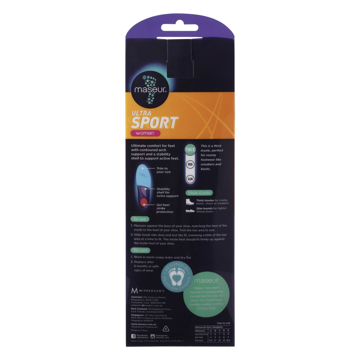 Footcare Women's Ultra Sport Insoles