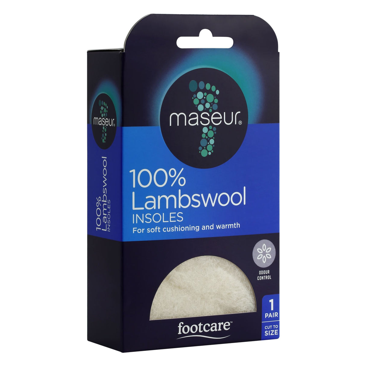 Footcare Lambswool Insoles provide softness, warmth, and support with a shock-absorbing base for all-day comfort.