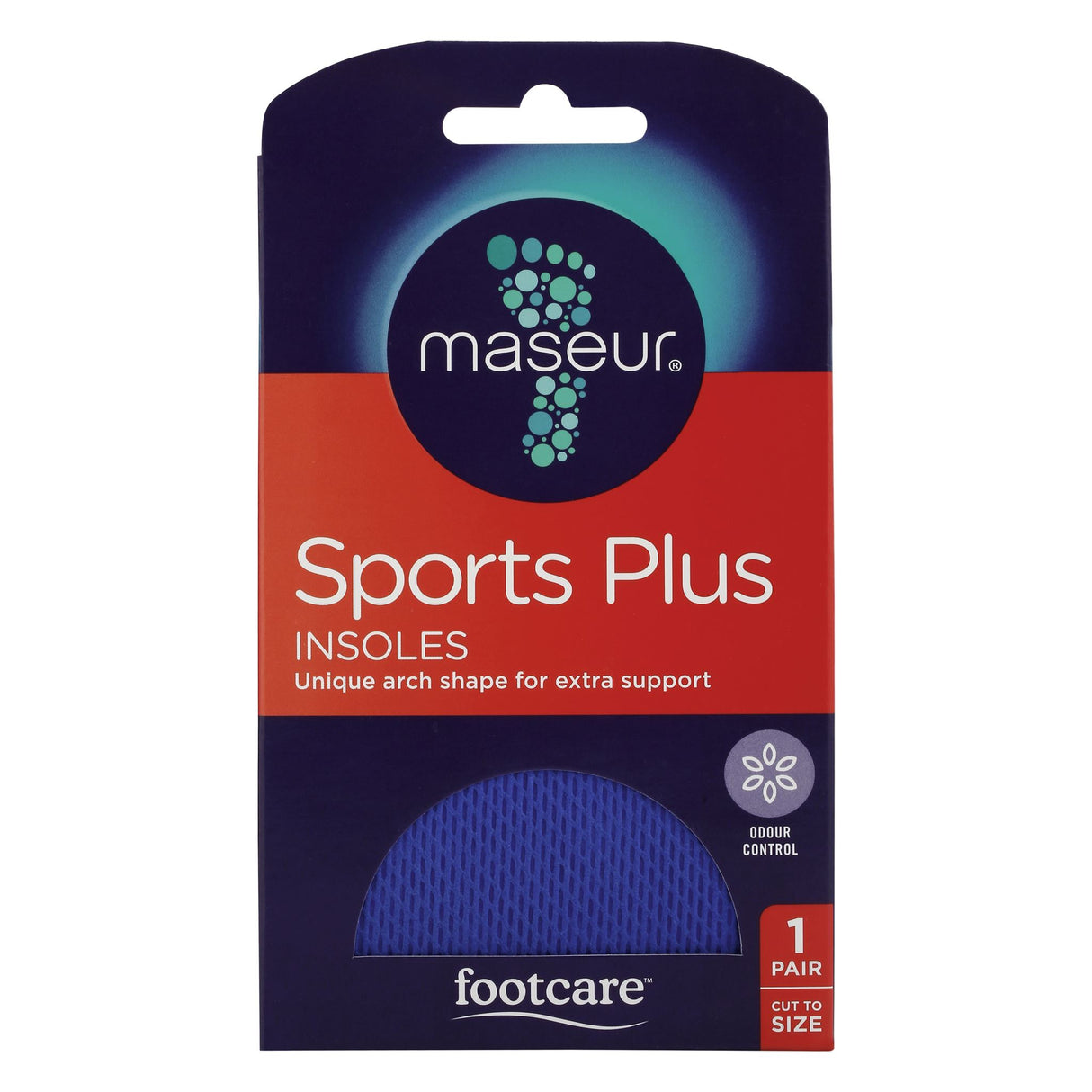Footcare Sports Plus Insoles provide arch support, shock-absorbing comfort, and odor control for active lifestyles.