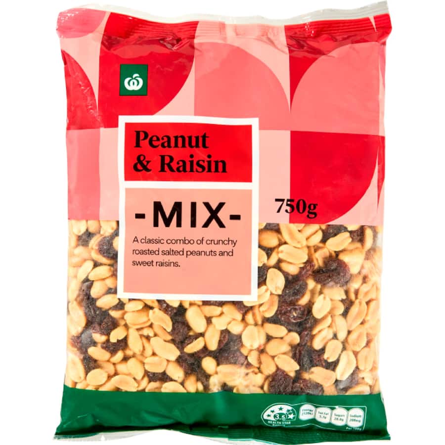 Woolworths Snack Mix Peanut & Raisin 750g